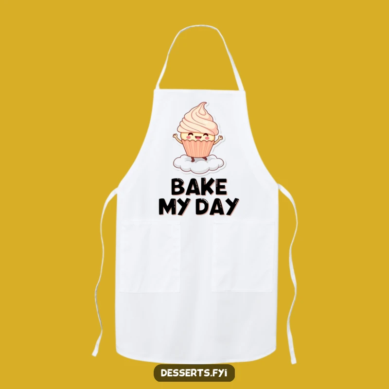 Funny Cupcake Dance Apron: Joyful Cloud Character - Sweet & Humorous Kitchen Wear