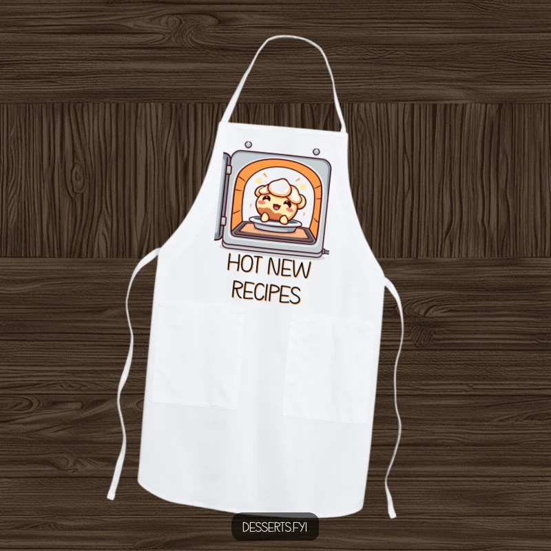 Funny Apron: A delighted pie character peeks from a warm oven, bringing sweet, humorous flair to kitchen activities.
