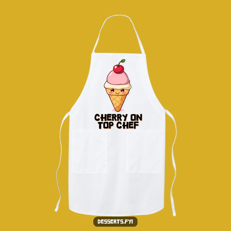 Funny Kitchen Apron: Smiling Ice Cream Cone for Sweet Cooking Fun