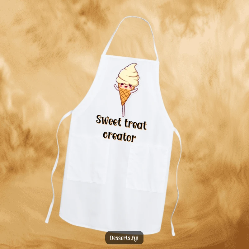 Funny Apron: A delighted ice cream cone spins on a lollipop, making baking adventures sweet and humorous.