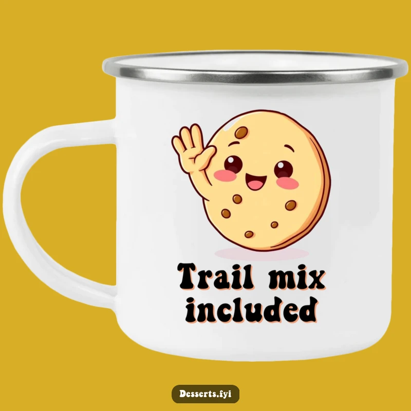 Durable Funny Cookie Character Camping Mug: Cheerful Wave for Outdoor Fun