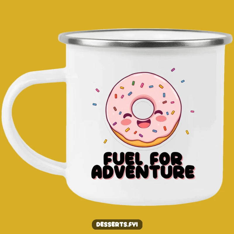 Durable Funny Donut Character Camping Mug: Sprinkle Adventure with this Funny Gift