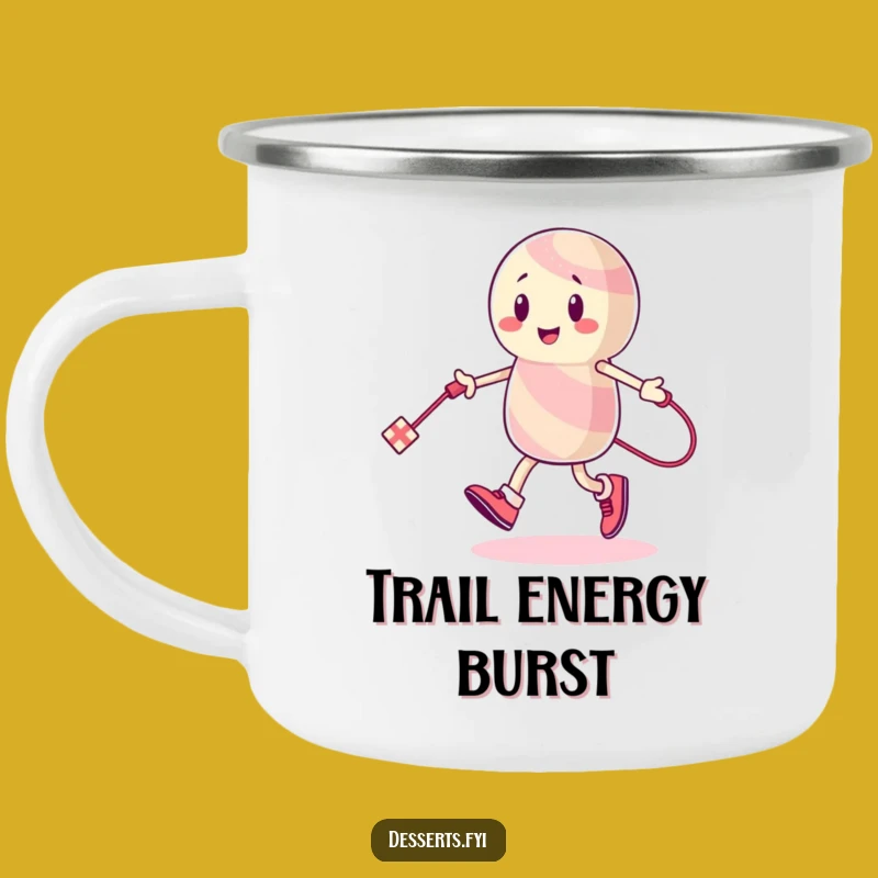 Funny Camp Mug: Energetic Candy Character for Sweet Outdoor Fun