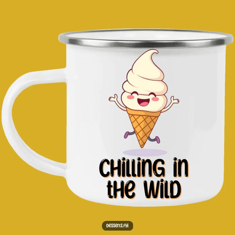 Funny Camping Mug: Dancing Ice Cream Cone, Durable & Hilarious for Sweet Adventures