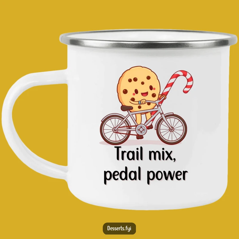 Funny Cookie Cyclist Camping Mug - Rustic Candy Cane Ride, Ideal Funny Gift for Outdoors