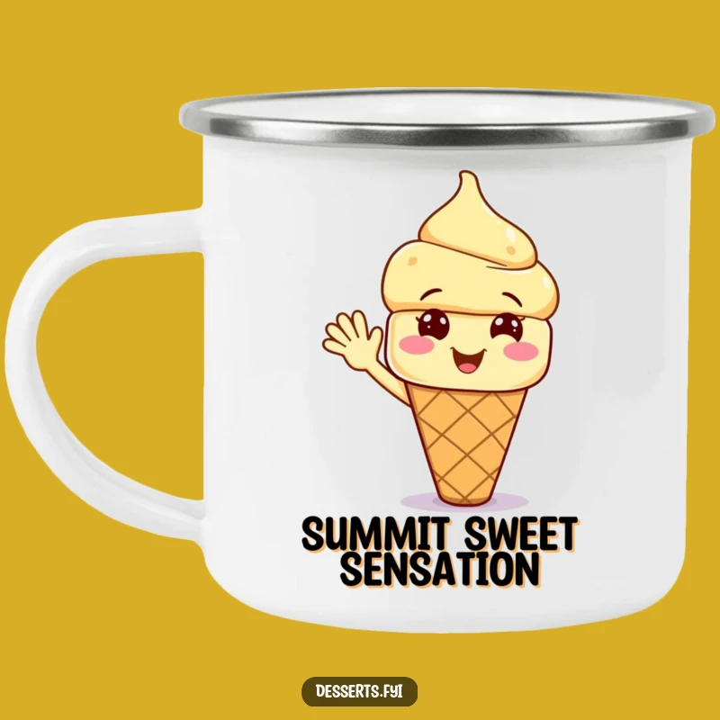 Funny Waving Ice Cream Camping Mug: Cool Vibes for Your Outdoor Adventures
