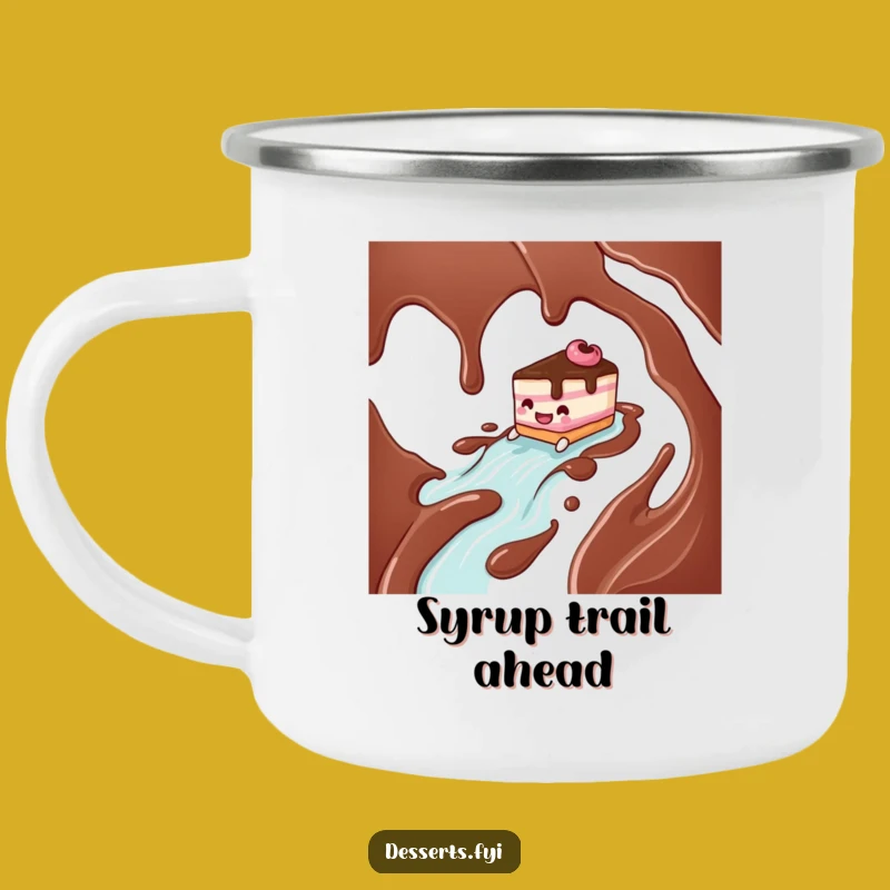 Funny Cake Character Chocolate River Camping Mug - Adventure & Laughs