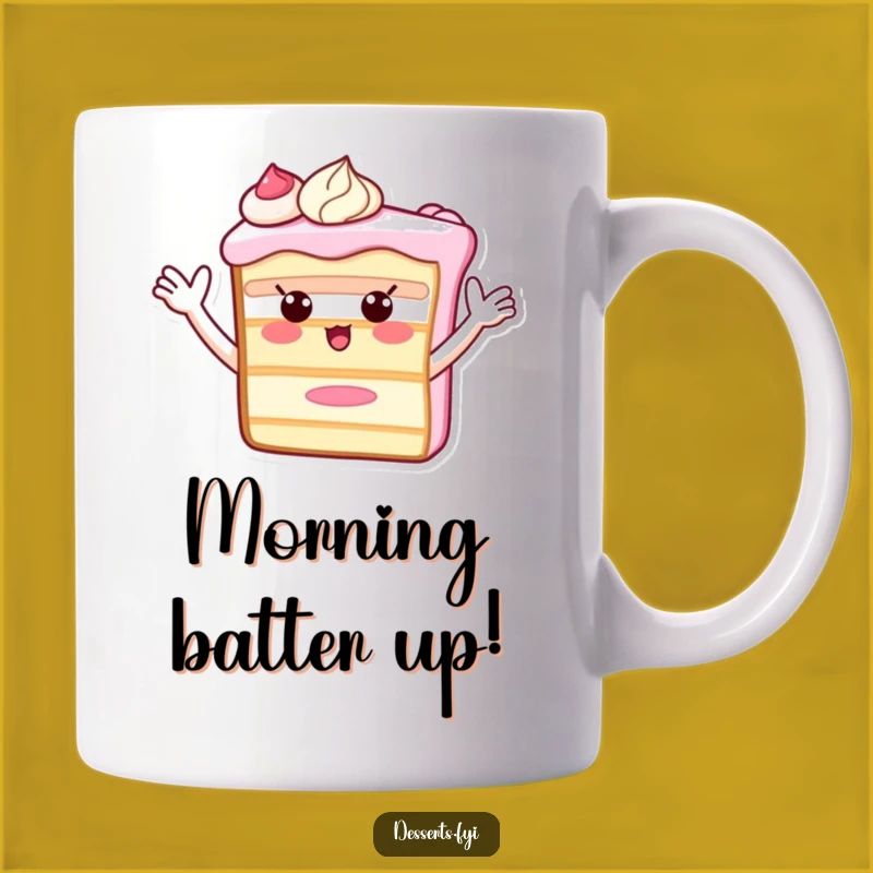 Funny Cake Slice Mug: Enthusiastic Frosting Arms Wave - Perfect Funny Gift!