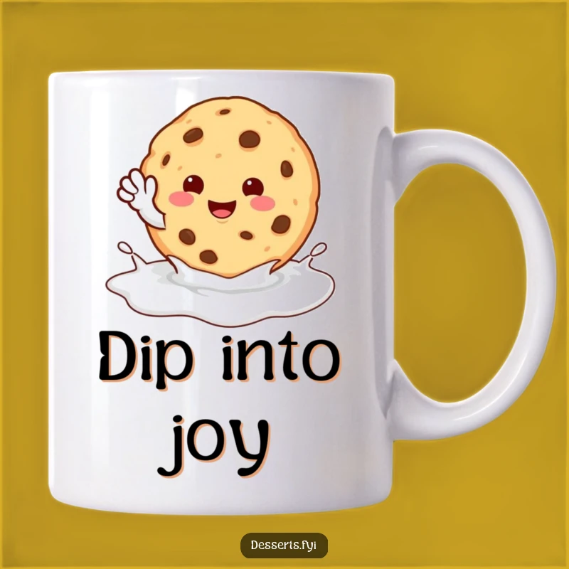 Funny Cookie Wave Mug: Happy Character Milk Puddle - Humorous Breakfast Gift