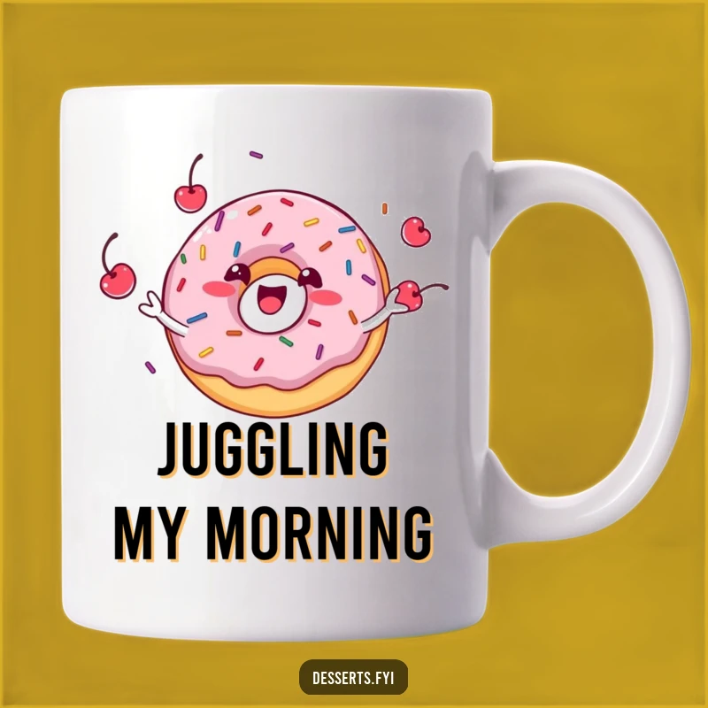 Funny Donut Character Sprinkle Juggling Mug - Hilarious Treat Gift