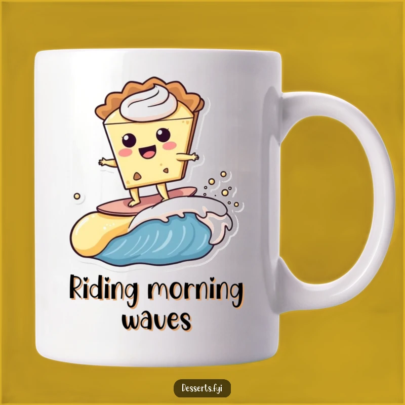 Funny Pie Character Custard Wave Mug - Surfing Dessert Fun Gift