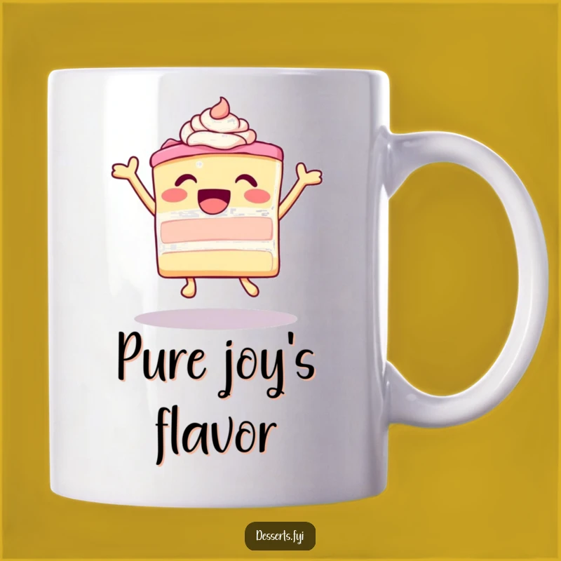 Funny Ecstatic Cake Leap Mug, Joyful Dessert Lover Gift, Hilarious Frosting Celebration Cup