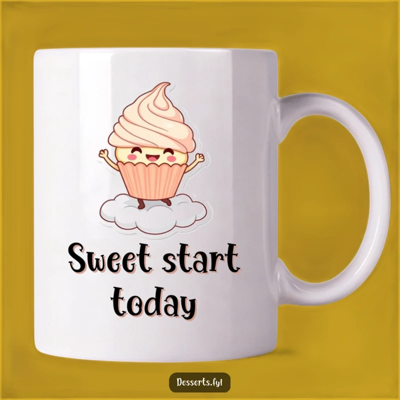 Funny Cupcake Dance Mug: Joyful Character Cloud - Sweet & Humorous Gift Idea