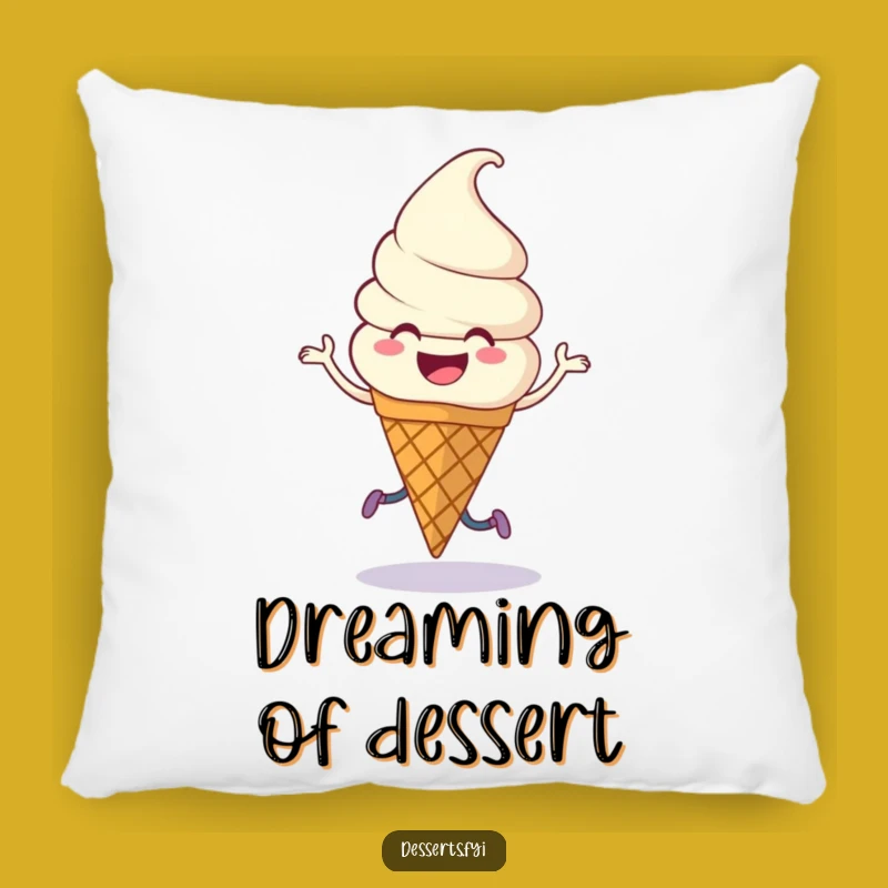 Funny Pillow: Dancing Ice Cream Cone, Comfy & Hilarious Accent for Cozy Spaces