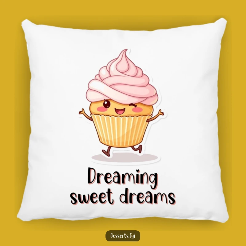 Funny Skipping Cupcake Pillow: Cozy Humor for Sweet Dreams