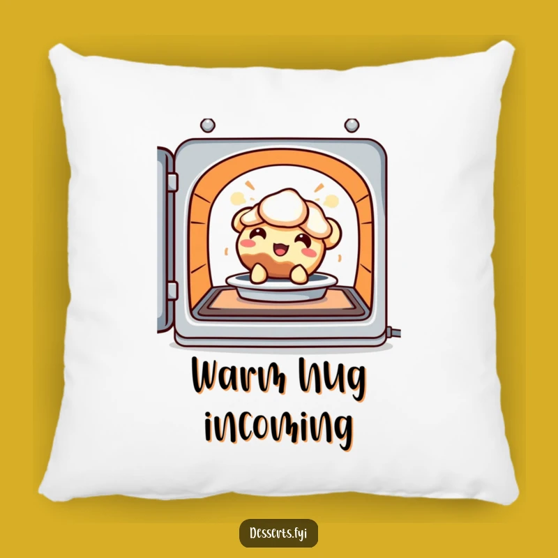 Funny Accent Pillow: Delighted Pie Character for Cozy Bakery Comfort