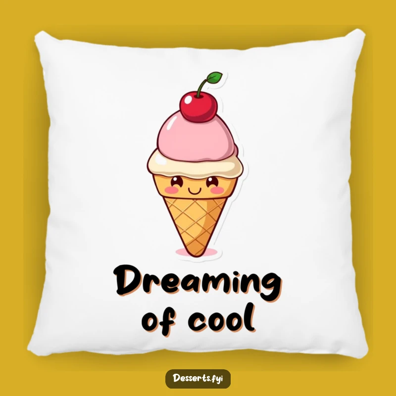 Funny Accent Pillow: Smiling Ice Cream Cone for Sweet Comfort and Humor