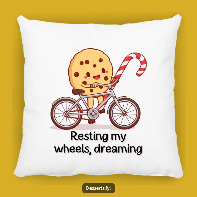 Funny Cookie Cyclist Pillow - Cozy Candy Cane Cushion, Perfect Funny Gift for Sweet Dreams