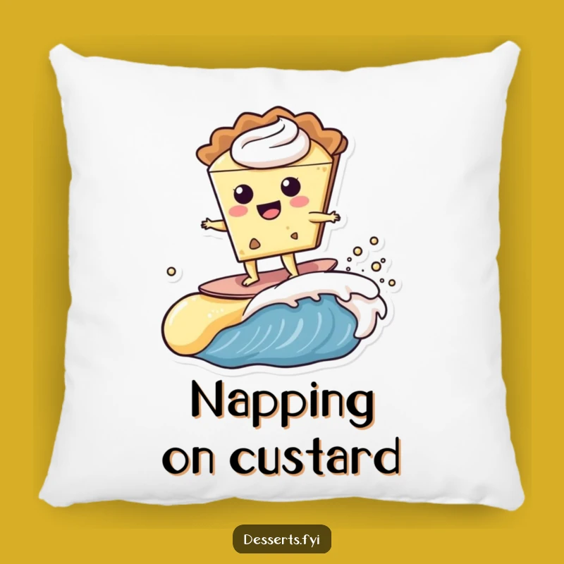 Funny Pie Character Custard Wave Pillow - Cozy Dessert Comfort