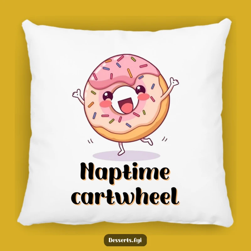 Funny Donut Cartwheel Pillow: Cozy Comfort with a Joyful Sprinkled Touch!