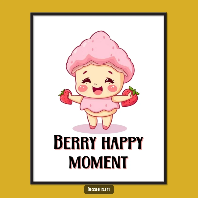 Funny Giggle Cake Strawberry Shortcake Digital Art: Instant Sweetness for Your Walls!