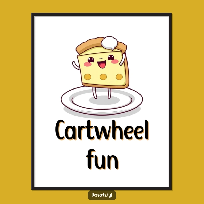 Funny Pie Cartwheel Digital Art: Playful Slice - Energetic Humorous Instant Download