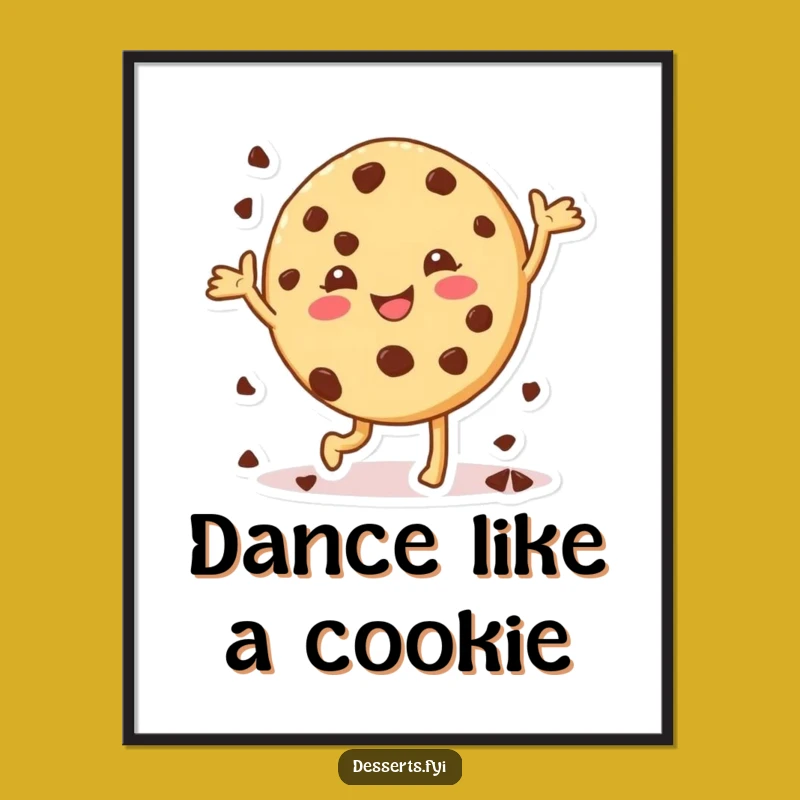 Funny Cheerful Cookie Digital Art: Happy Dance Print - Unique Funny Gift