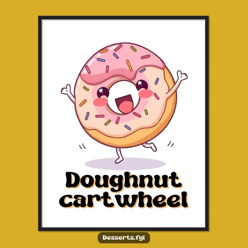 Funny Donut Cartwheel Digital Art: Instant Joyful Sprinkles for Your Walls!