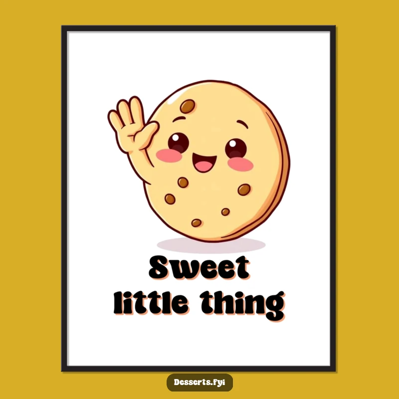 Funny Cookie Character Digital Art: Cheerful Wave for Instant Joyful Decor