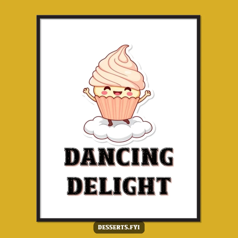 Funny Cupcake Dance Digital Art: Joyful Cloud Character - Sweet Instant Humorous Download