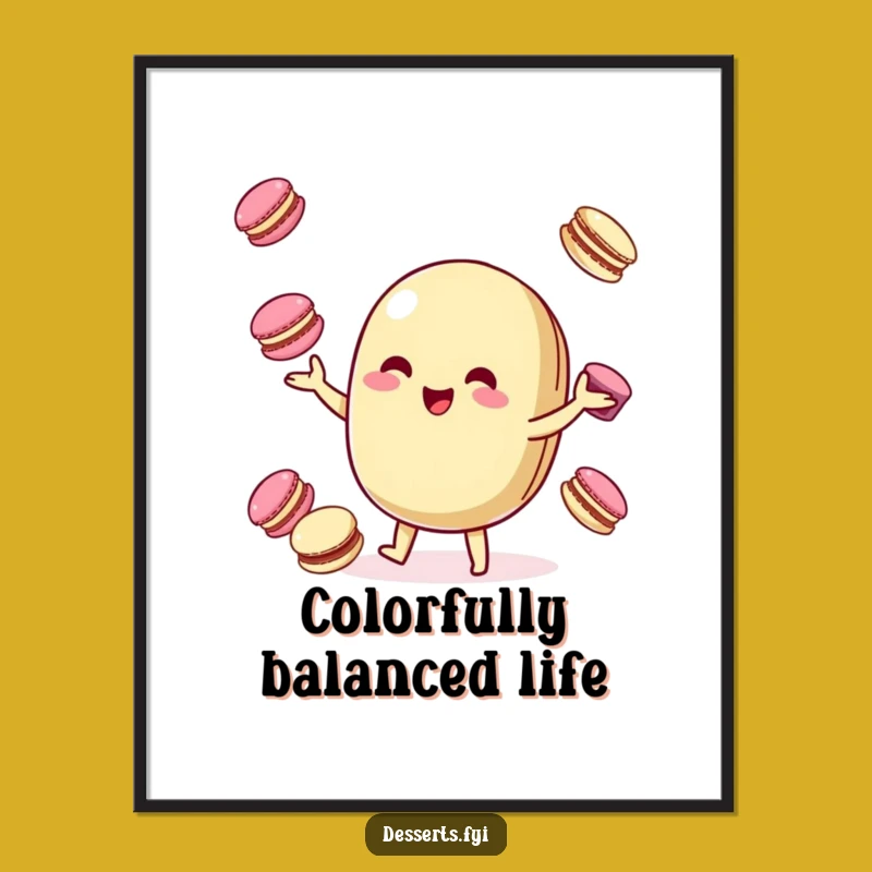 Funny Digital Art: Juggling Macaroon Character for Sweet Decor