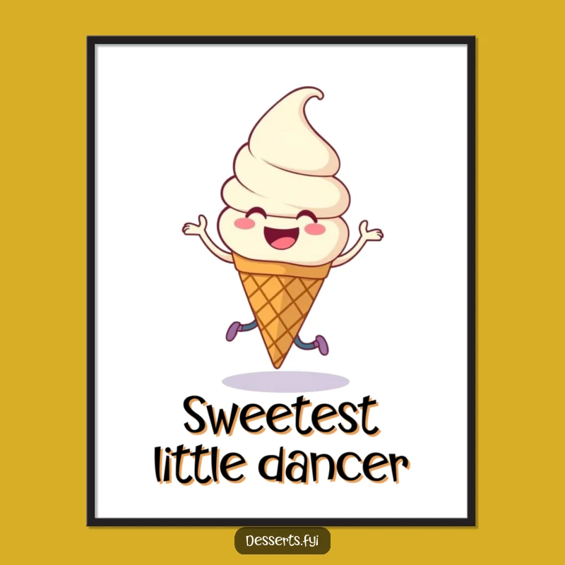 Funny Digital Art Print: Dancing Ice Cream Cone, Instant Download of Hilarious Sweetness