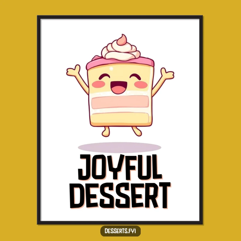 Funny Ecstatic Cake Leap Digital Art, Joyful Frosting Download, Instant Dessert Gift Decor