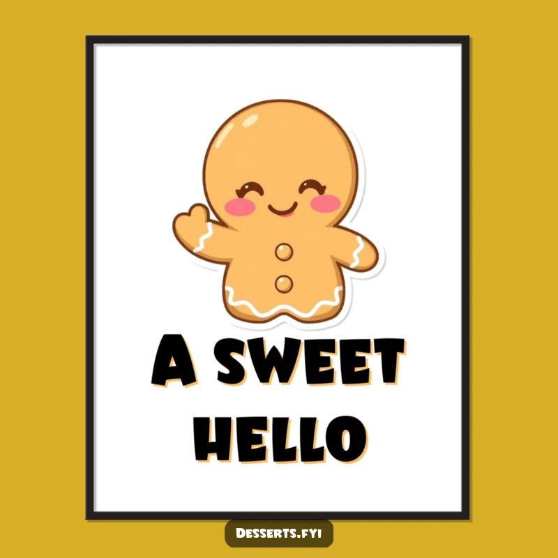Funny Gingerbread Cookie Digital Print: Instant Winking Cheer for Your Space