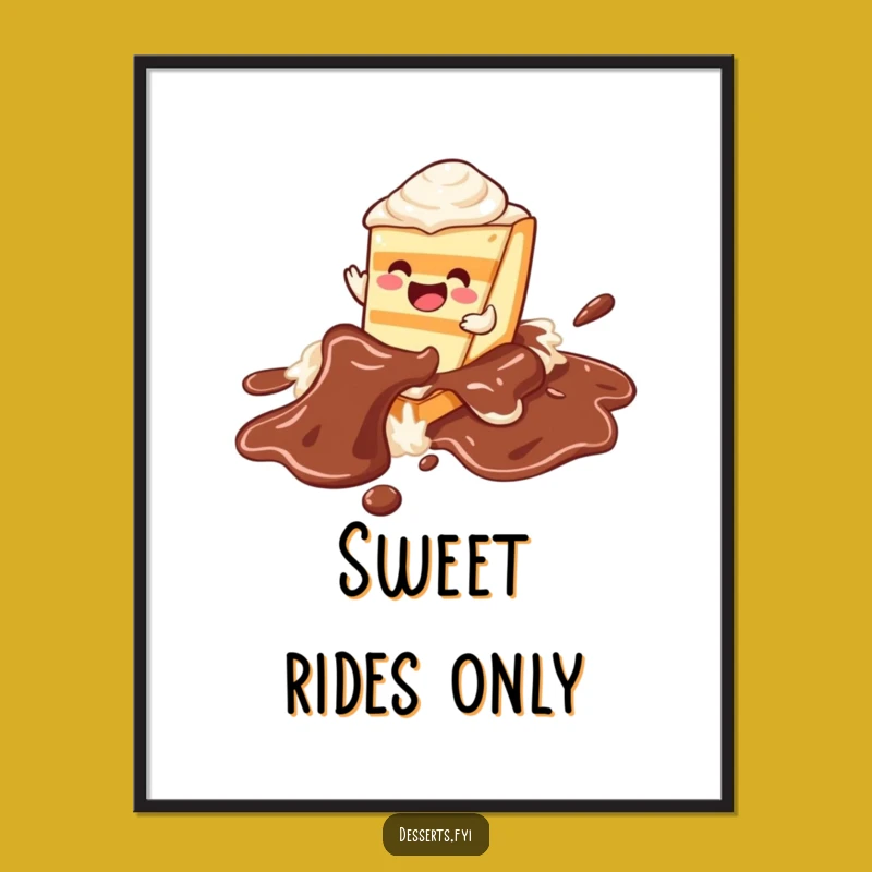 Funny Joyful Cake Digital Art: Chocolate River Print - Unique Funny Gift