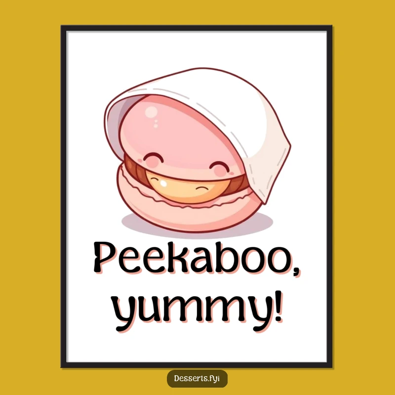 Funny Macaron Digital Art: Curious Pastry Peek, Instant Download, Perfect Funny Gift