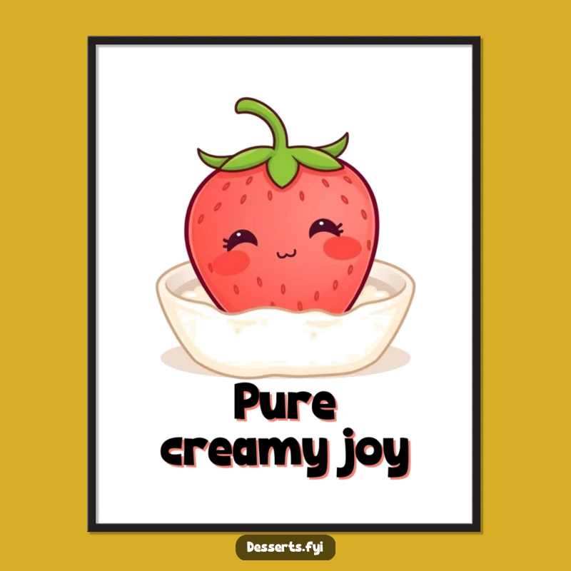Funny Strawberry Cream Digital Print: Instant Blissful Calm for Your Space