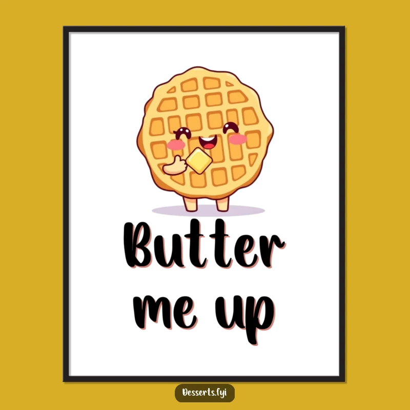 Funny Waffle Digital Art Print: Brighten Your Space with Whimsical Breakfast Humor