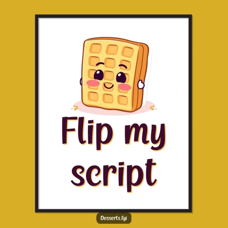 Funny Waffle Flipping Digital Art: Hilarious Enthusiastic Decor for Cheerful Spaces