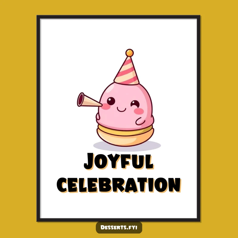 Funny Macaron Party Art Print: Happy Celebration Digital Gift