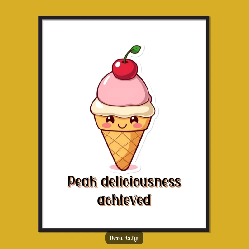 Funny Digital Art: Smiling Ice Cream Cone Scene for Sweet Wall Decor