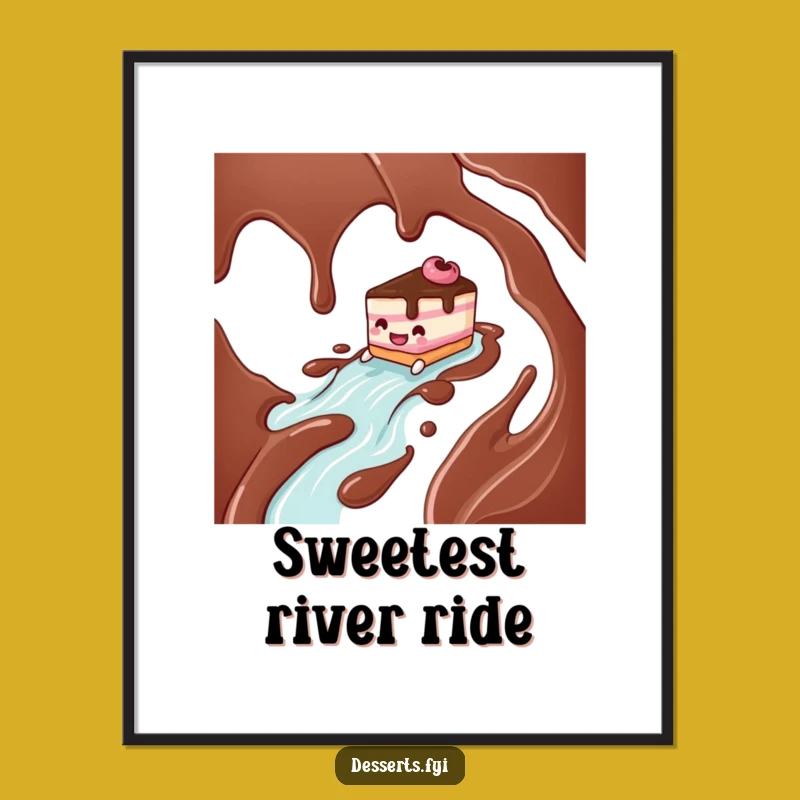 Funny Cake Character Chocolate River Digital Art - Instant Hilarious Decor