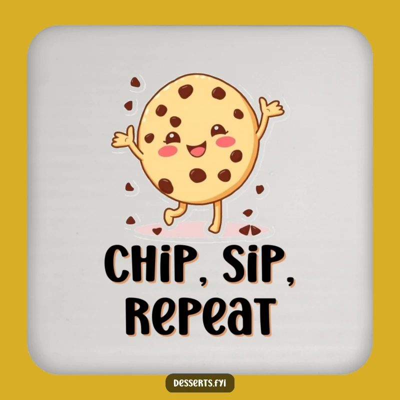 Funny Cheerful Cookie Drink Coaster: Protect with Happy Dance Fun