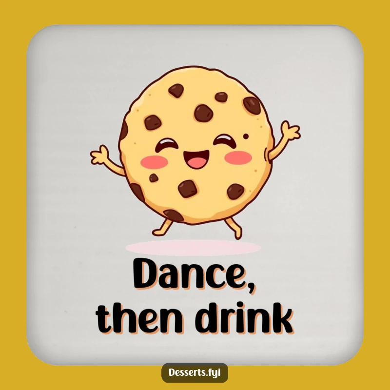 Funny Cookie Dance Coaster: Protect Surfaces with Chocolate Chip Moves!