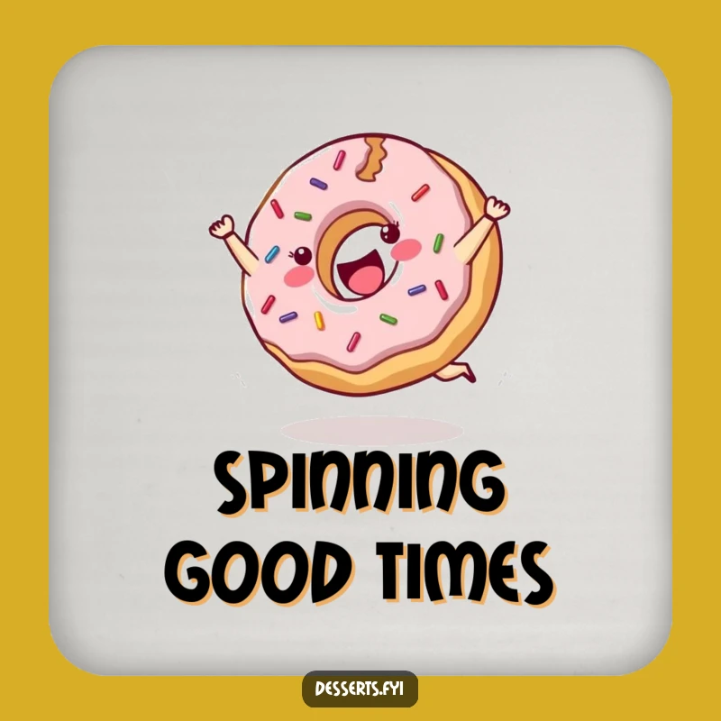 Funny Cartwheeling Donut Coasters: Protect Surfaces with Sprinkled Style