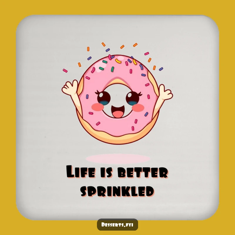 Funny Cheerful Donut Drink Coaster: Protect Surfaces with Sprinkle Toss Fun