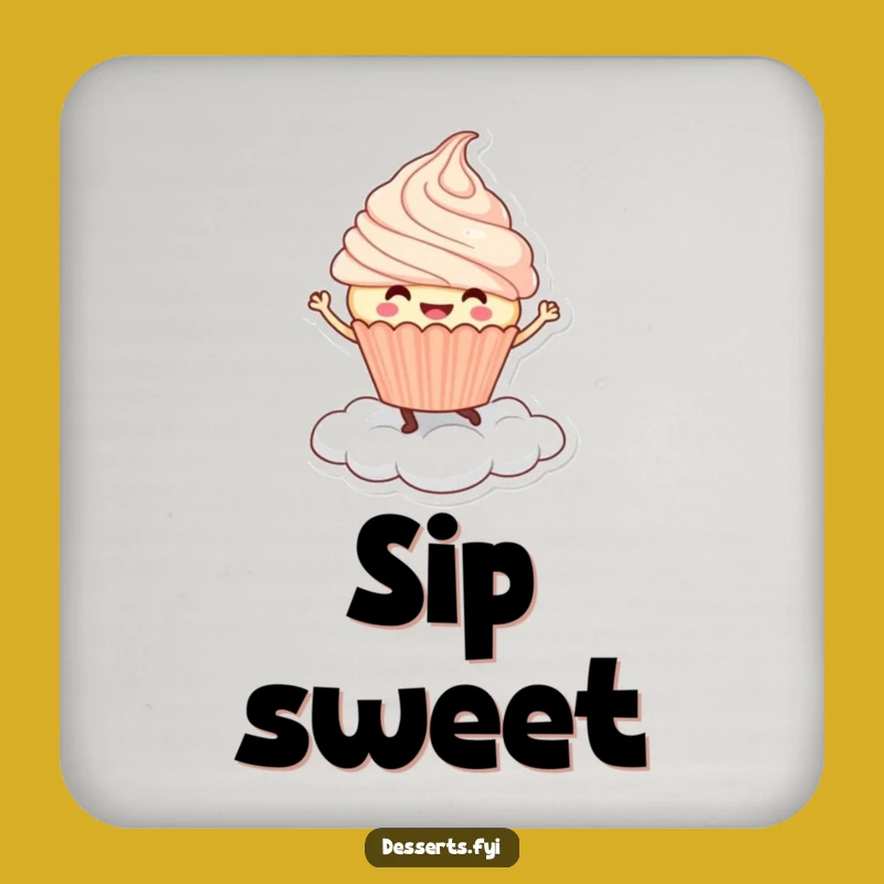 Funny Cupcake Dance Coaster: Joyful Cloud Character - Sweet & Humorous Table Protection