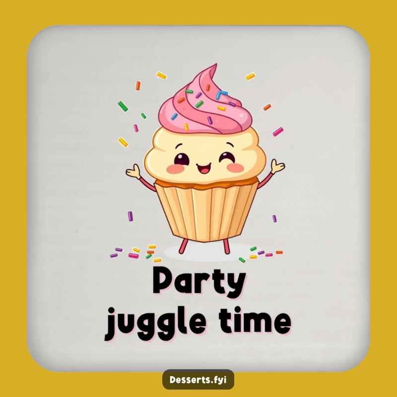 Funny Cupcake Juggling Coasters: Protect Surfaces with Sweet Humor