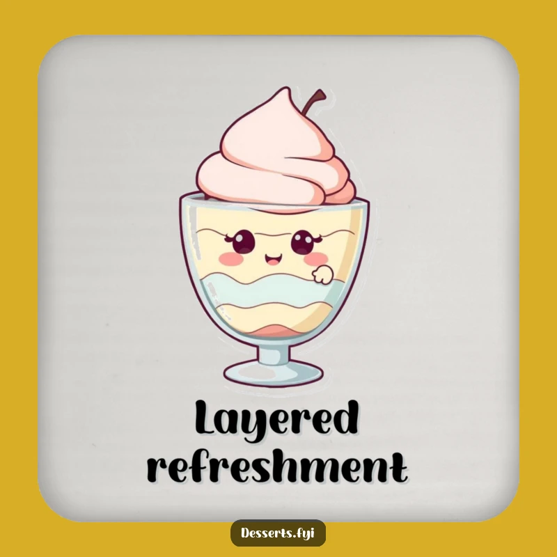 Funny Dessert Coaster: Giggling Parfait Character, Unique Funny Gift