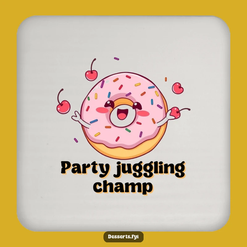 Funny Donut Juggling Coaster - Protect Surfaces with Smiles